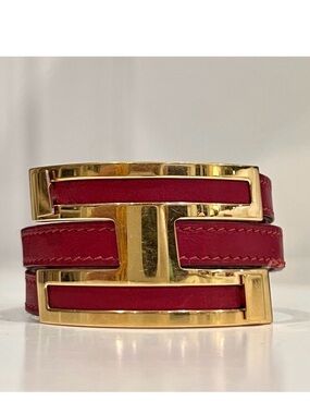 Hermès Gold Plated Pousse Pousse H slide bracelet red leather